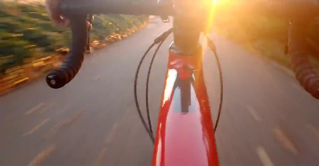 Electric bike riding at sunset