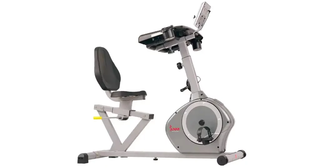 Manufacturer product image of sunny recumbent desk exercise bike for our review for ebike riders.